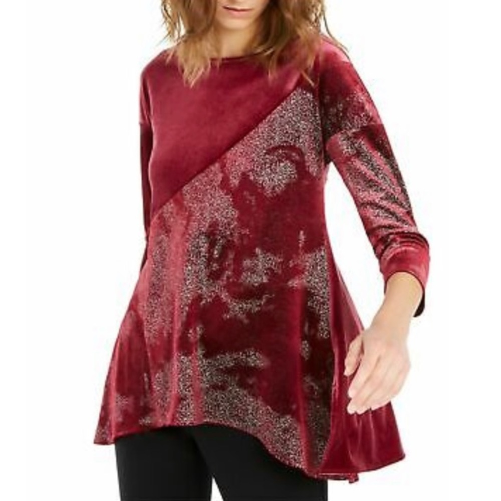 Alfani Women’s Red Speckle 3/4 Sleeve Blouse